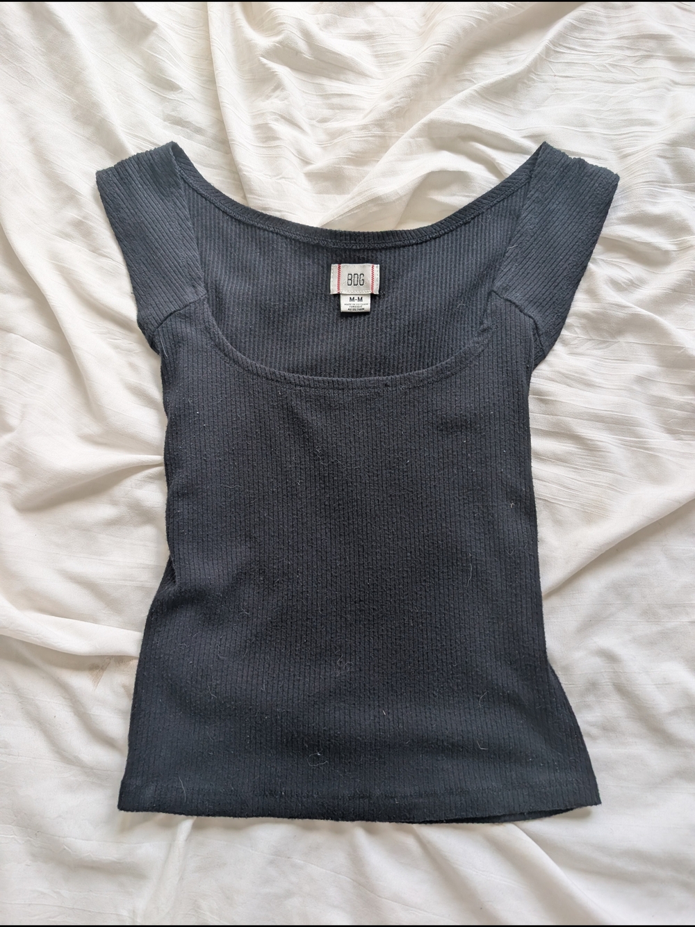 BDG Black Ribbed Scoop Cap-Sleeve Tank